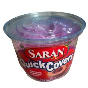 Y2K Saran QuickCovers Small Elastic Food Covers 16 Count Pink Reusable Lids Tub